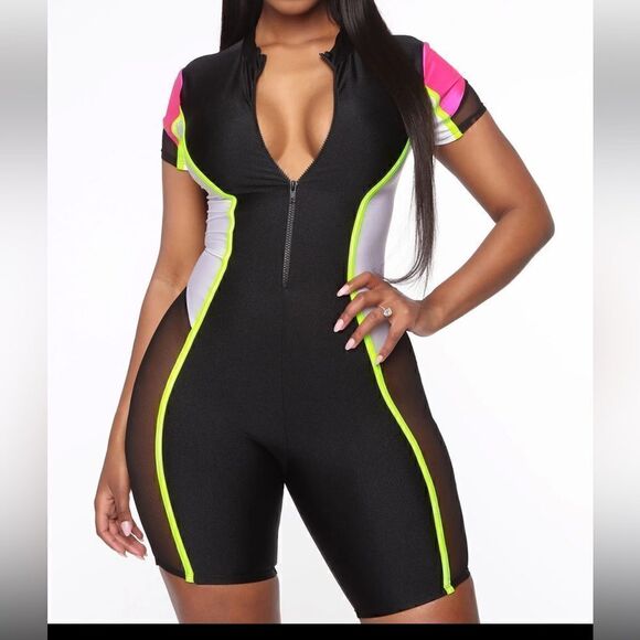 Fashion Nova Sporty Night Romper SZ M - Picture 2 of 4